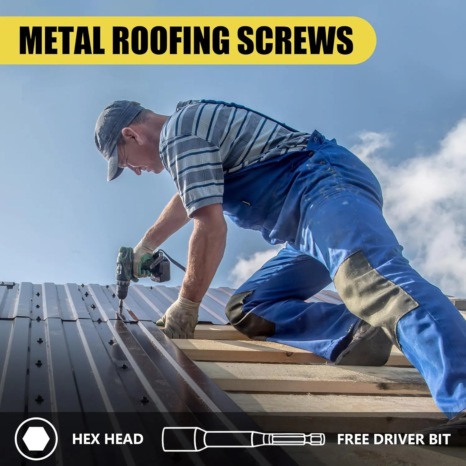 250pcs #10 x 1-1/2" White Hex Head Self-Drilling Metal Roofing Screws, EPDM Washer, Colored Head, Sheet Metal Roof Screw with Hex Driver Bit
