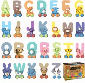 26 PCS Soft Silicone Educational Toys - Alphabet Matching Animal Sliding Car Toy - Montessori Toys Preschool Classroom Gift for Toddlers Girls Boys