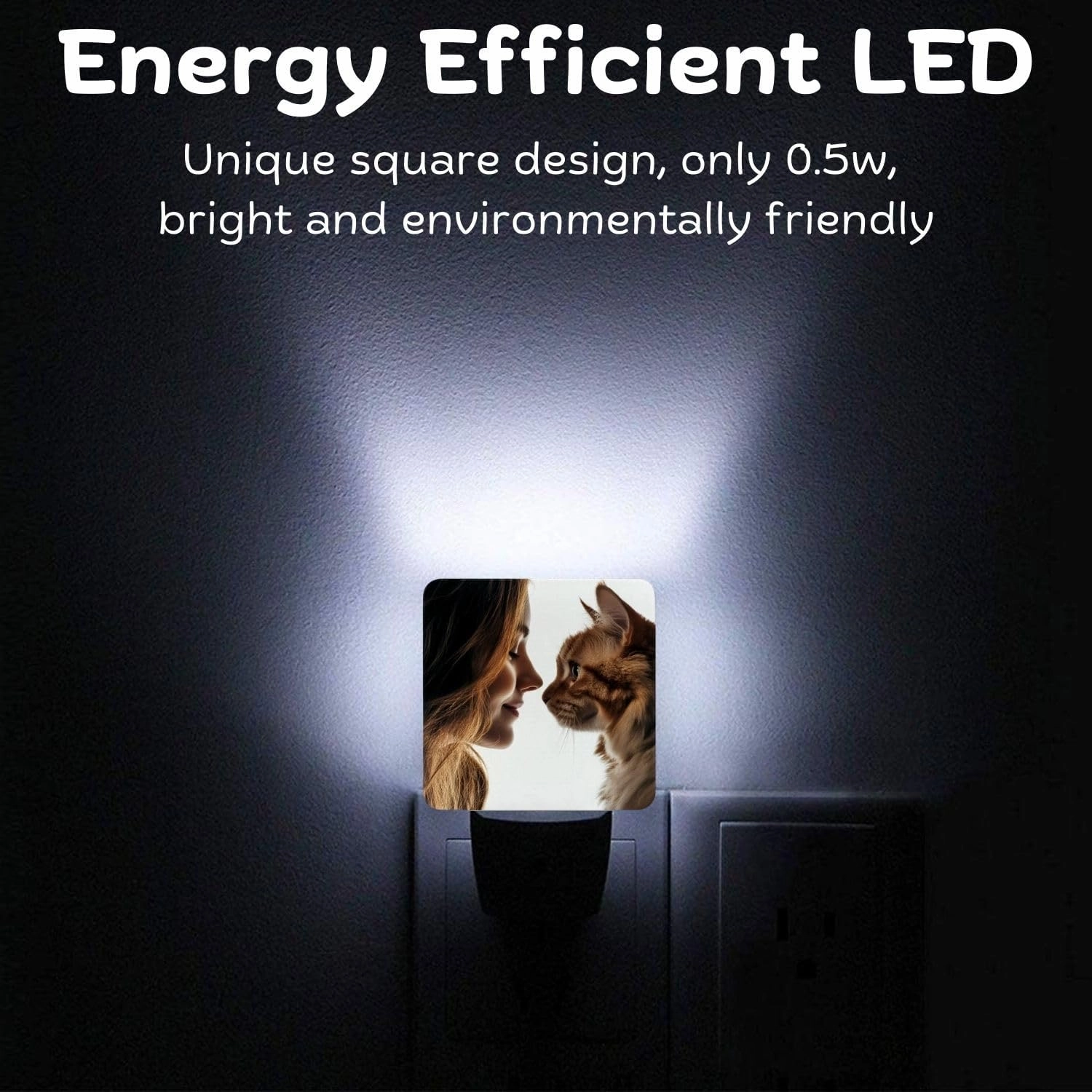 2 Pack Personalized Custom Plug-in Night Lights - LED Lamps with Picture & Text, Auto Sensor, Warm & Sweet Nightlights for Home, Bedroom, Bathroom, Hallway (DIY)