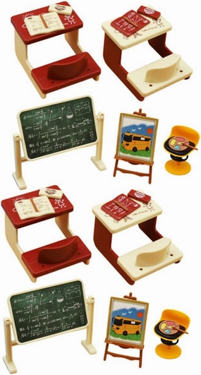 2 Sets Miniature Classroom Model of Dollhouse Accessories with Mini Chalkboard Chairs and Desks for Imaginative Play and Decoration
