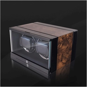 2 Watch Winder, Dust-Proof Design, Small&Portable, Metal Acrylic Glass, 6 Modes, LED Light, Wooden Watch Shaker Watch Winder Display Watch Box Case Watch Storage