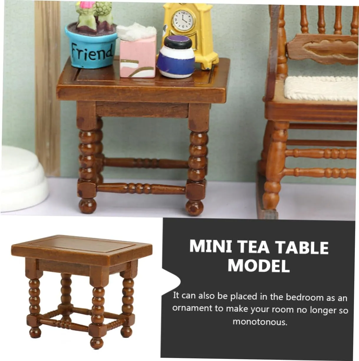 2pcs Mini Tea Table Model Elegant Miniature Furniture for Dollhouse Decor Table for Mini House Decoration and Photo Prop for Landscaping and Play Scenes