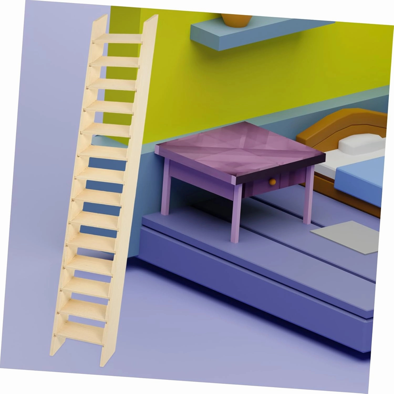2pcs Mini House Ladder Miniature Wooden Ladder Decor for Dollhouse Compact Fairy Garden Accessory for Creative Role Play and Vivid Scene Creation for Tiny House Decoration