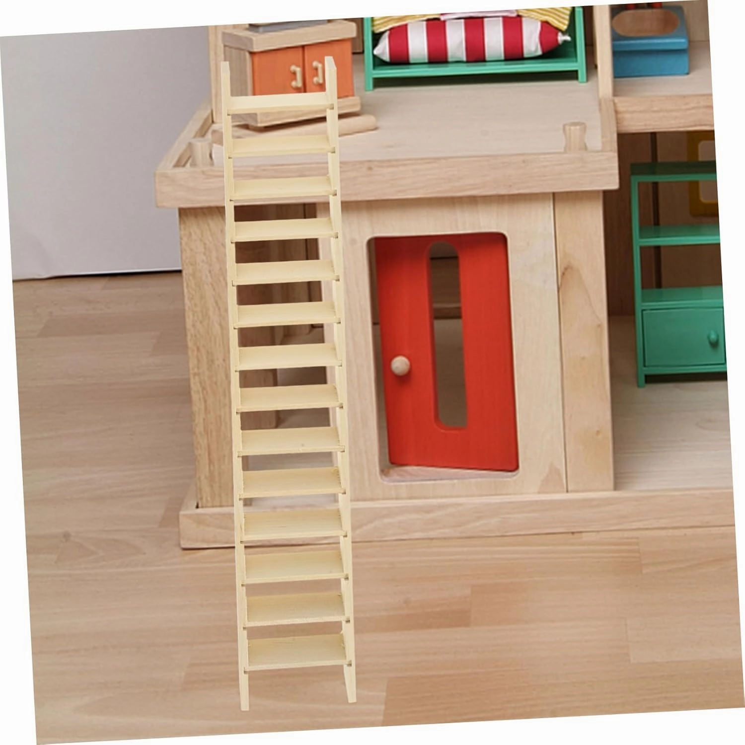 2pcs Mini House Ladder Miniature Wooden Ladder Decor for Dollhouse Compact Fairy Garden Accessory for Creative Role Play and Vivid Scene Creation for Tiny House Decoration