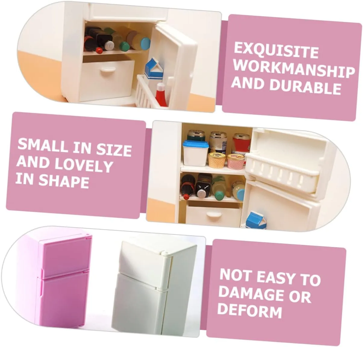 2sets Miniature Dollhouse Refrigerator Lifelike Fridge Compact Kitchen Furniture for Safe Dollhouse Accessories 2pcs*2