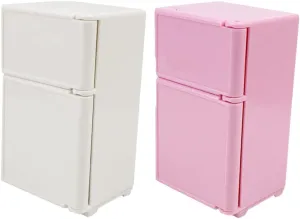 2sets Miniature Dollhouse Refrigerator Lifelike Fridge Compact Kitchen Furniture for Safe Dollhouse Accessories 2pcs*2