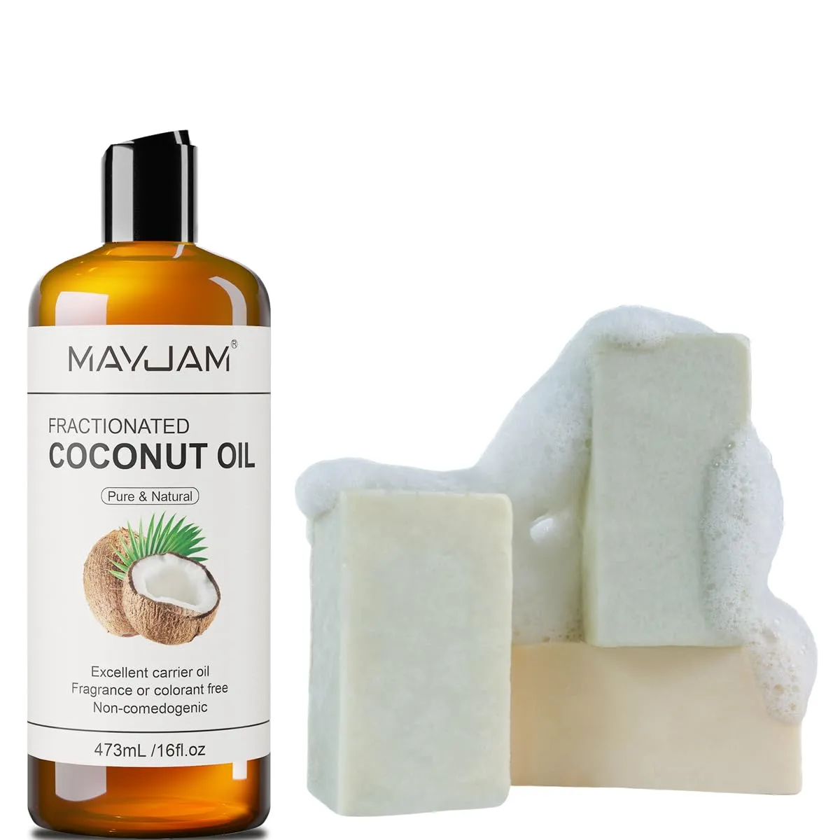 3 Pack Bar Body Soap with Pure Coconut Oil Liquid 16 OZ Relaxing Massage and Body Oil,Carrier Oil for Essential Oils Mixing