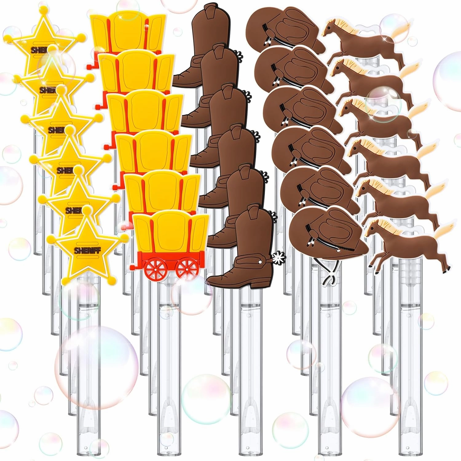 30 Pcs Bubbles Party Favors Mini Bubble Wands Tube Bulk Theme Maker Goodie Bags Stuffer Prizes Birthday Gift for Solution(Western)