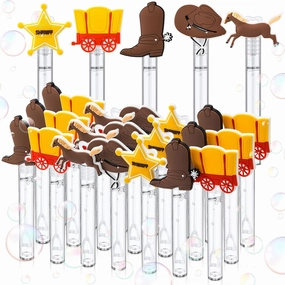 30 Pcs Bubbles Party Favors Mini Bubble Wands Tube Bulk Theme Maker Goodie Bags Stuffer Prizes Birthday Gift for Solution(Western)