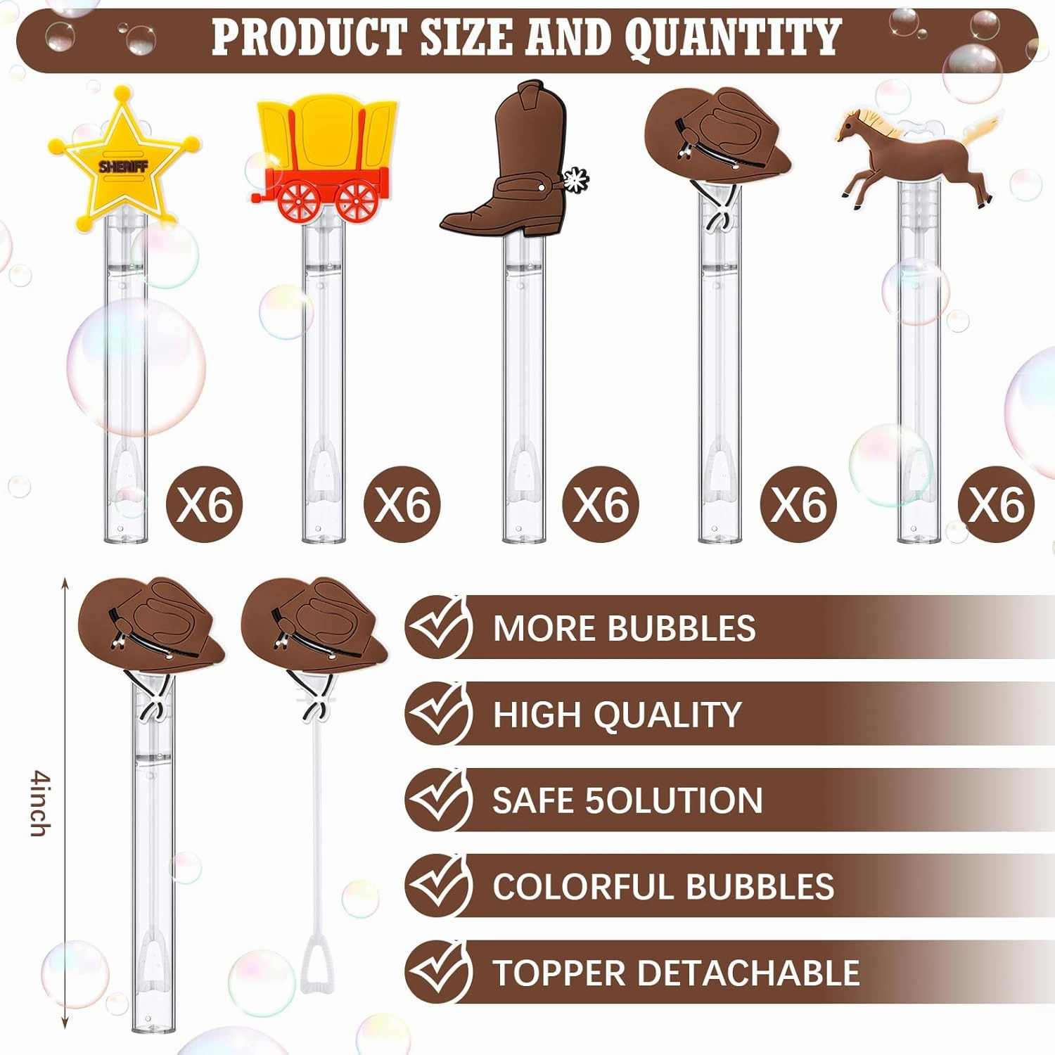 30 Pcs Bubbles Party Favors Mini Bubble Wands Tube Bulk Theme Maker Goodie Bags Stuffer Prizes Birthday Gift for Solution(Western)