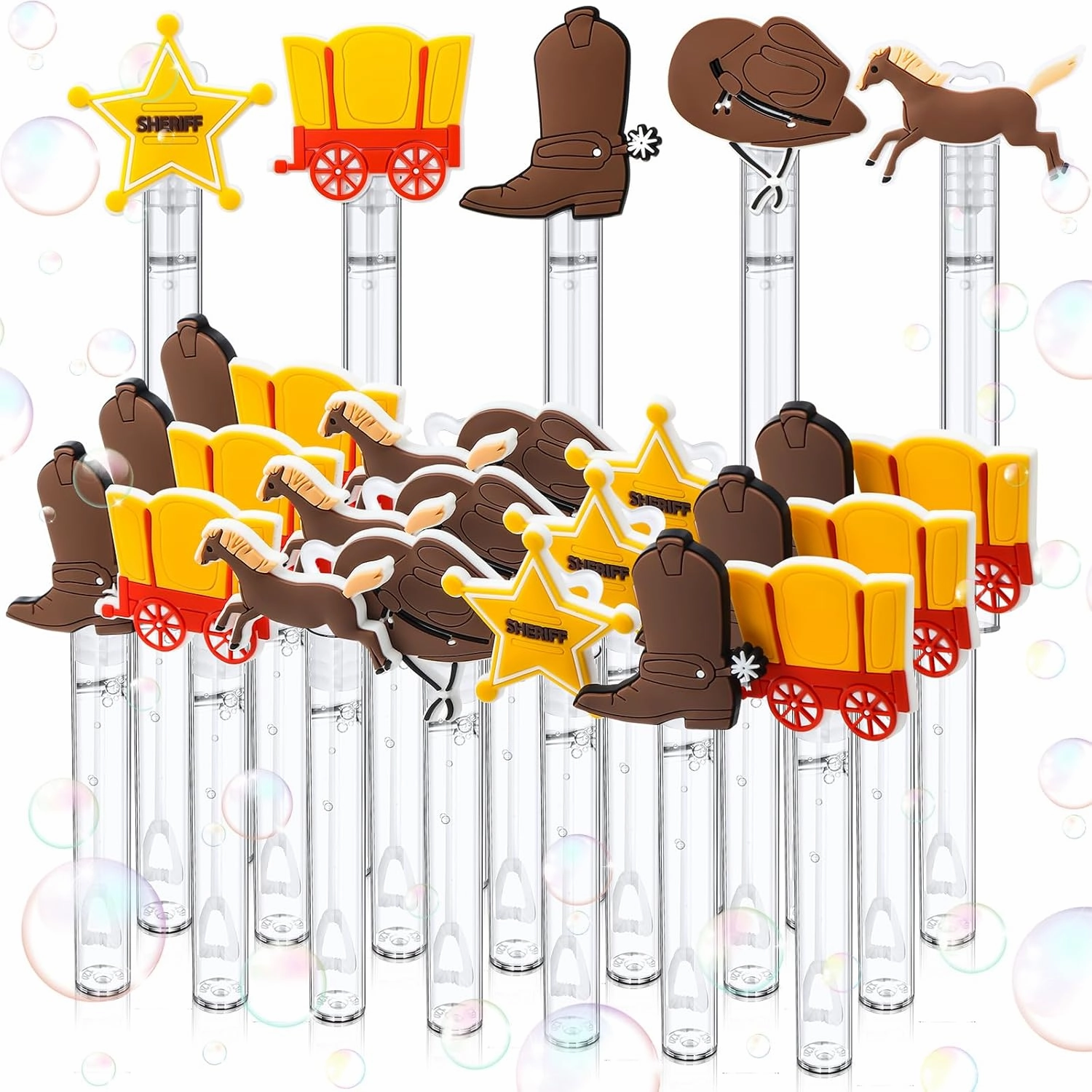 30 Pcs Bubbles Party Favors Mini Bubble Wands Tube Bulk Theme Maker Goodie Bags Stuffer Prizes Birthday Gift for Solution(Western)