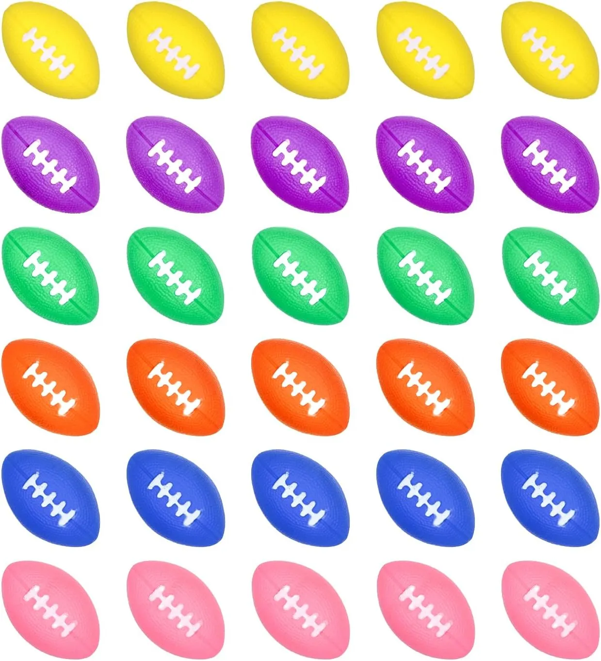 30pcs Mini Football Sports Stress Balls, 2.17x1.38 Inch Colorful Small Foam Sports Ball Little Tiny Rugby Stress Balls for Children Adults School Carnival Reward Party Bag Gift Fillers