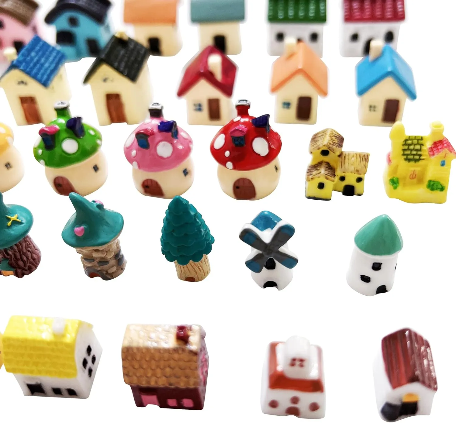 30pcs Mini House Resin Decoration Sets for Doll House Pretend Game Toys DIY Garden Birthday Party
