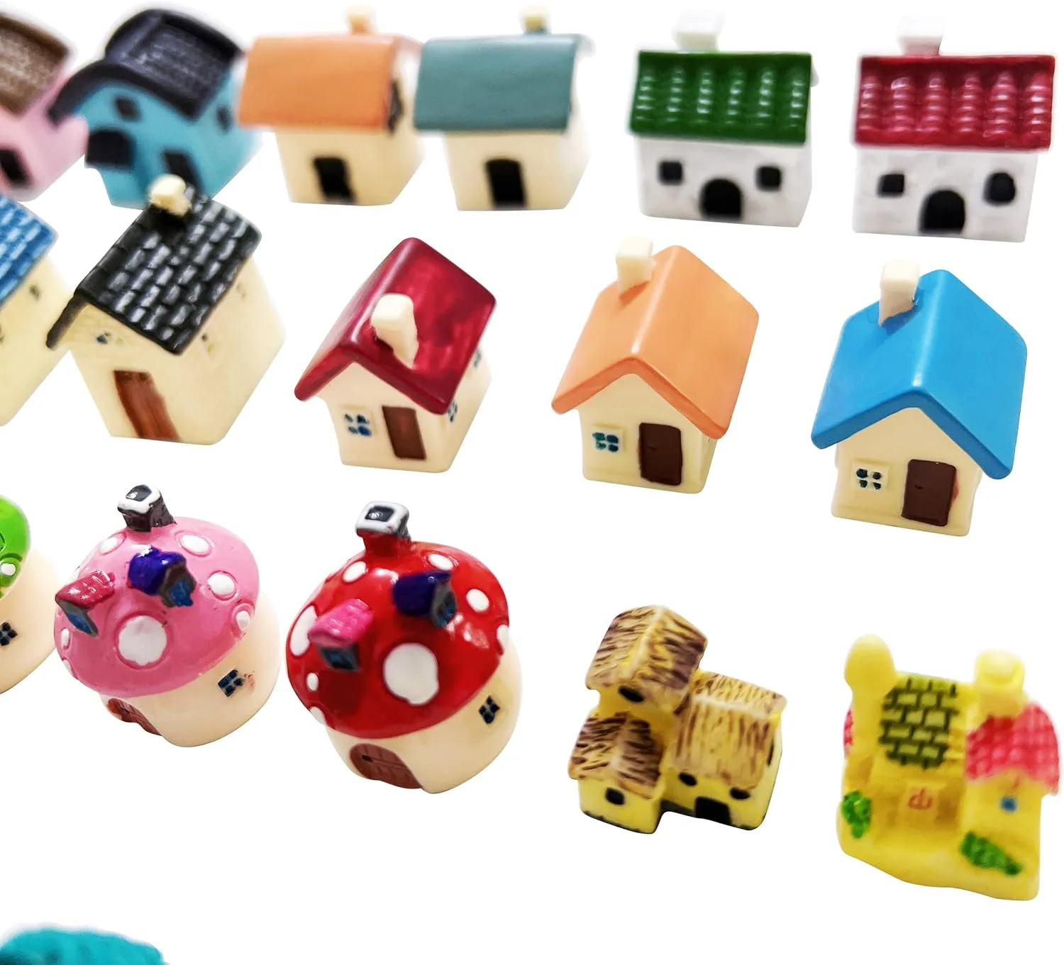 30pcs Mini House Resin Decoration Sets for Doll House Pretend Game Toys DIY Garden Birthday Party