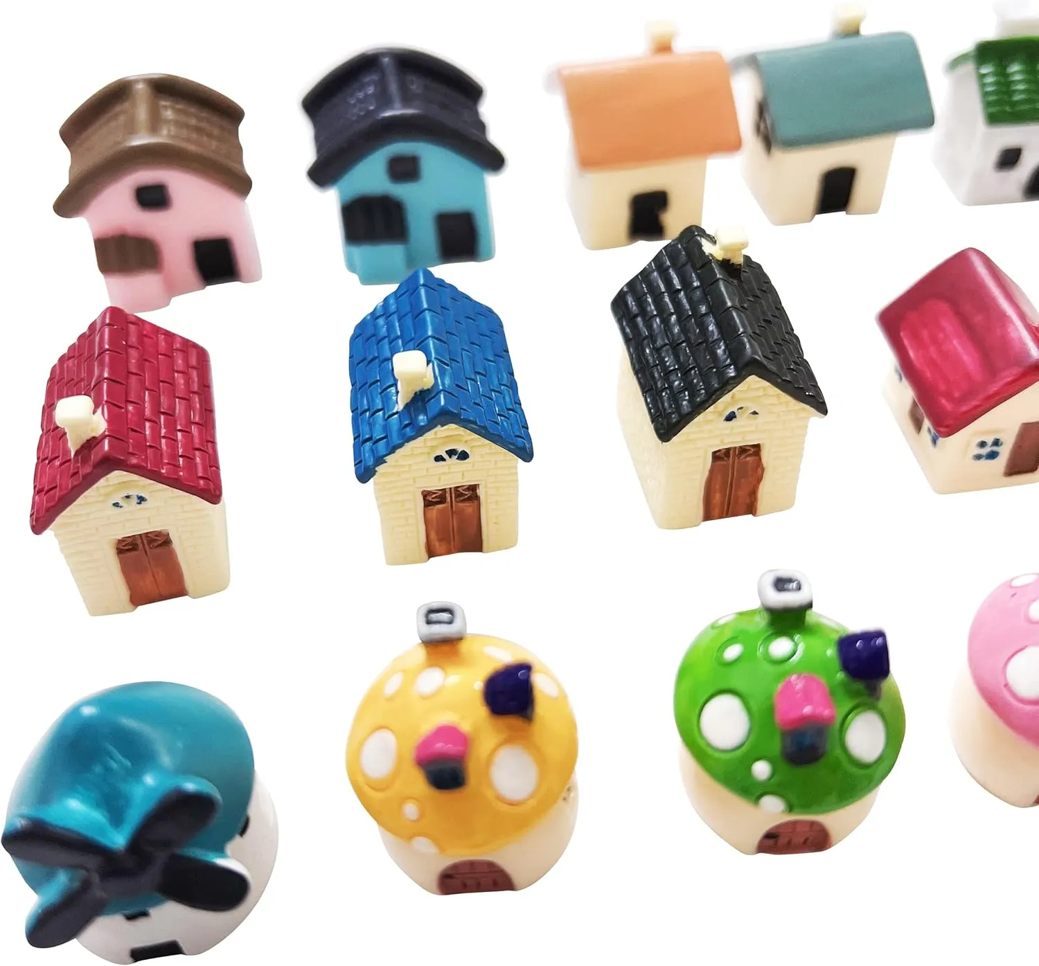 30pcs Mini House Resin Decoration Sets for Doll House Pretend Game Toys DIY Garden Birthday Party
