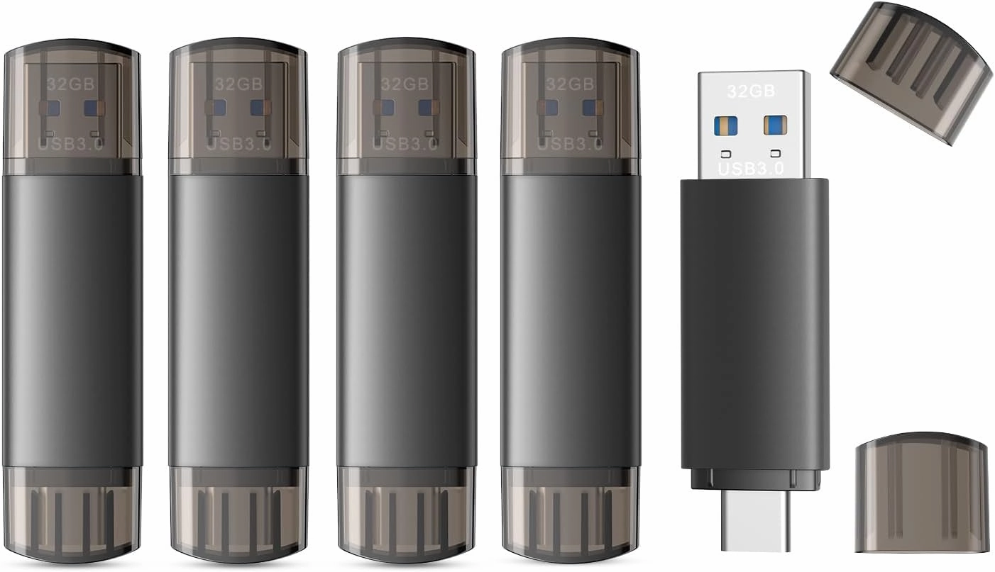 32GB USB C Flash Drive Dual USB 3.0 Flash Drive Type C   USB A Portable Type-C Flash Drive 2-in-1 USB-C Thumb Drive for Smartphone Tablet Computer Mac iPhone 15 (5 Packs)
