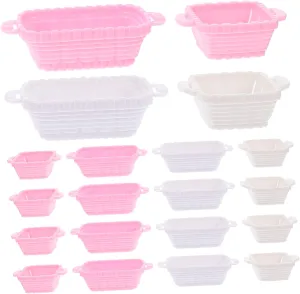 32pcs Mini Shopping Baskets for Dollhouse Decor Cute Food Storage Baskets for Miniature Supermarket Scenes and Home Decoration