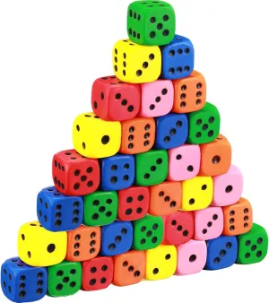 36 Pieces Foam Dice Colorful Cubes Block of Dice with Number Dots for Boy Girl Over 3 , Building, Educational Toys, Math Teaching, Pastime, Party Favors and Classroom Supplies