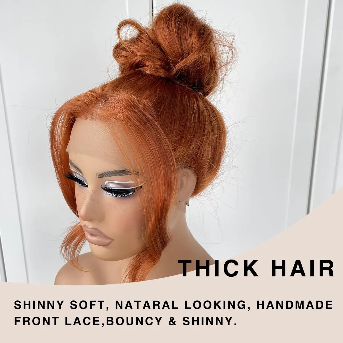 360 Ginger Wig Synthetic Orange HD Lace Front Wig Pre-Plucked Glueless Body Wave 180 Density Lace Front Wig For Women