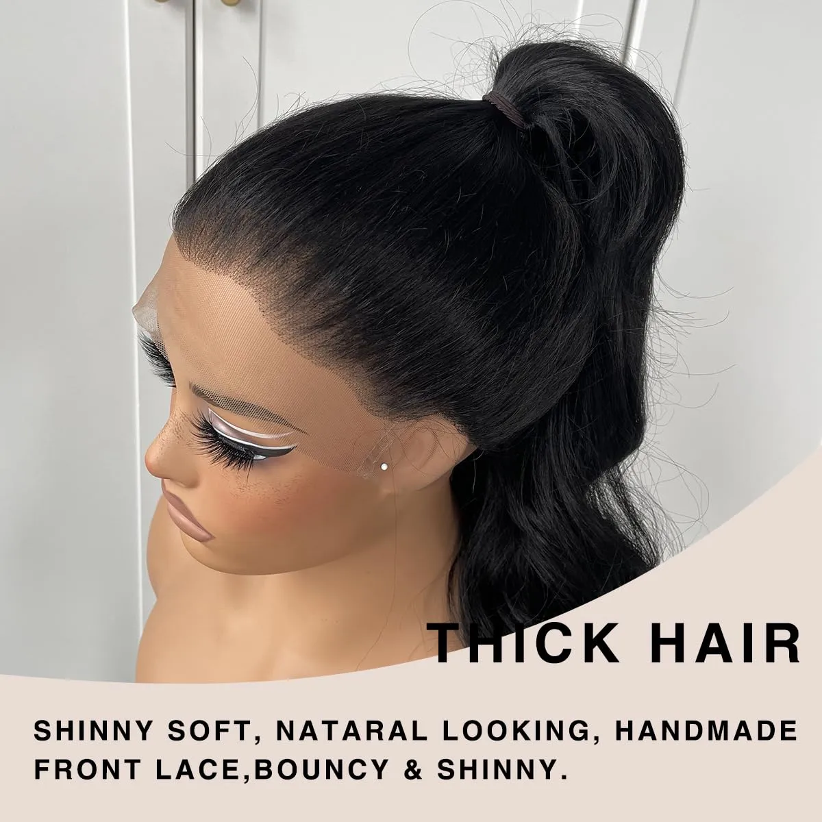 360 Glueless Lace Front Wig Pre Plucked Synthetic HD Lace Front Wig Long Body Wave Wig With Natural Hair Line