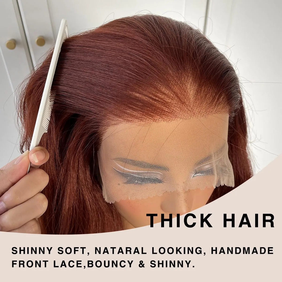 360 Glueless Reddish Brown Lace Front Wigs Pre-Plucked Red Brown Body Wave HD Lace Front Wig Synthetic Wear And Go Glueless Wig
