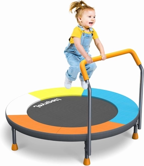 3FT Foldable Trampoline for Kids, 36” Mini Small Trampoline with Handle Bar Indoor Outdoor, Height-Adjustable,Max Load 150LBS,Toddler Baby Jumping Mat,Fitness Recreational Trampoline Garden Workout