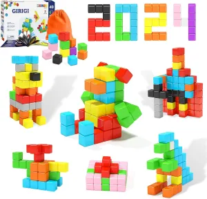 40pcs Magnetic Blocks for Toddler Toys, Magnetic Cubes Building Blocks Classroom Must Haves, STEM Preschool Sensory Magnet Toys for 3 4 5 6 Year Old Boys and Girls