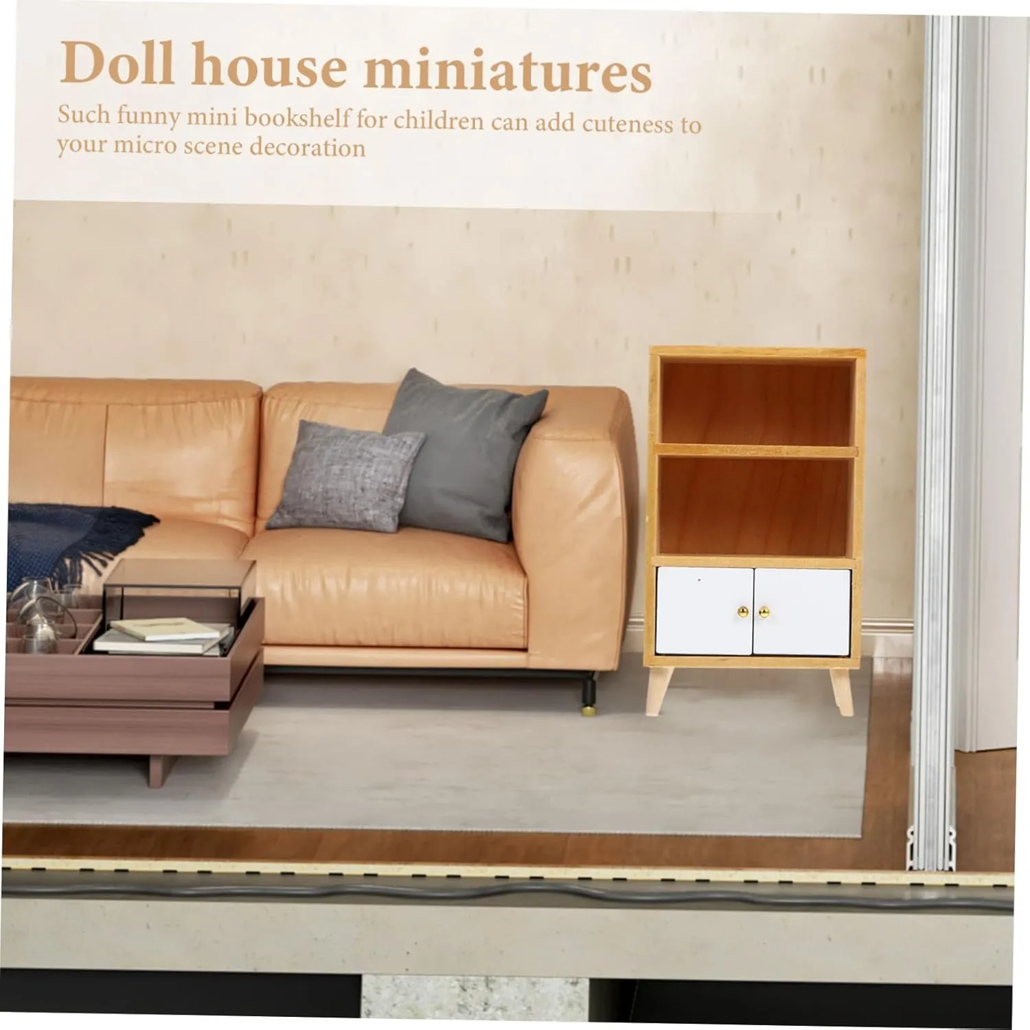 4pcs Miniature Bookshelf Model for Dollhouse Cute Display Cabinet Furniture for Boys and Girls Rooms Bedrooms and Play Scenes for Birthdays Holidays