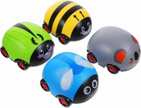 4pcs Friction Powered Pull Back Car Toys for Boy Girl Beetle Ladybug Bee Dragonfly Fun Educational Toy for Boys Girls Encourages Hand-Eye Coordination Creative Play Random Style