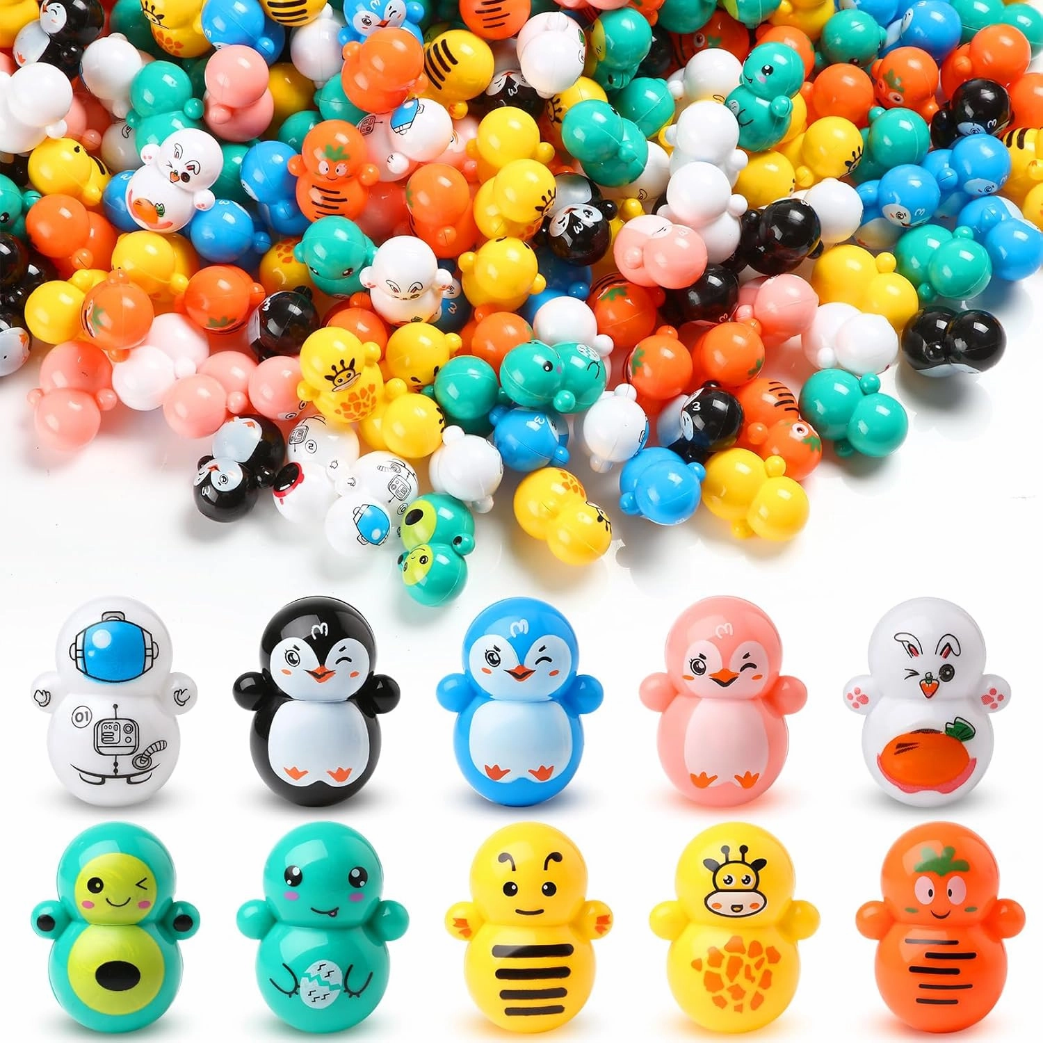 500 Pcs Mini Tumbler Toys Set Small Penguin Animal Toys Party Favors for Boys Girls Prize Box Toys for Kids Classroom Goodie Bag Filler Pinata Stuffers Party Supplies