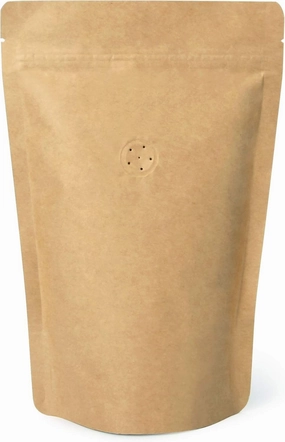 50 Counts High Barrier Natural Kraft Paper Stand up Zipper Coffee Pouch Bag with One Way Degassing Valve (50, 12 OZ/340 Gram)