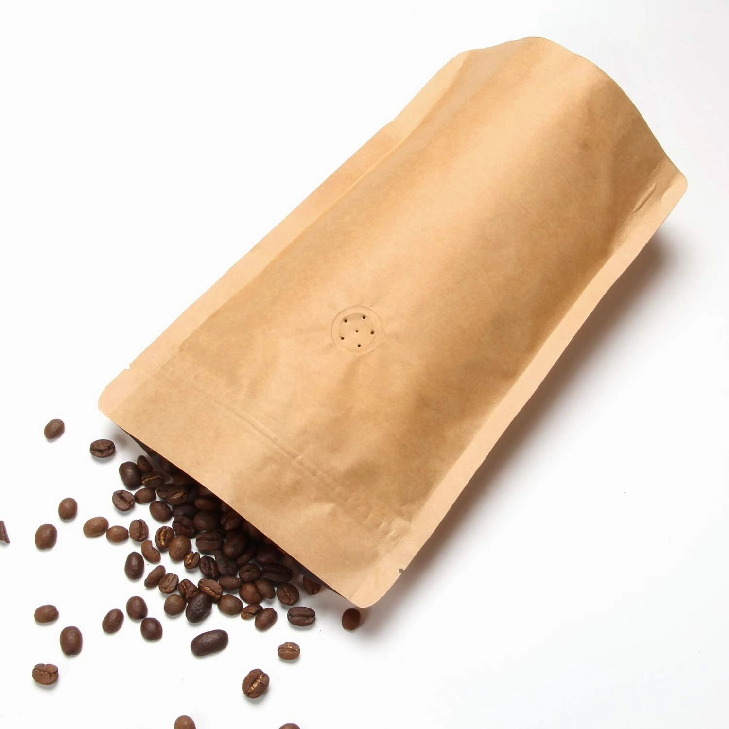 50 Counts High Barrier Natural Kraft Paper Stand up Zipper Coffee Pouch Bag with One Way Degassing Valve (50, 16 OZ/1 LB/454-500 Gram)
