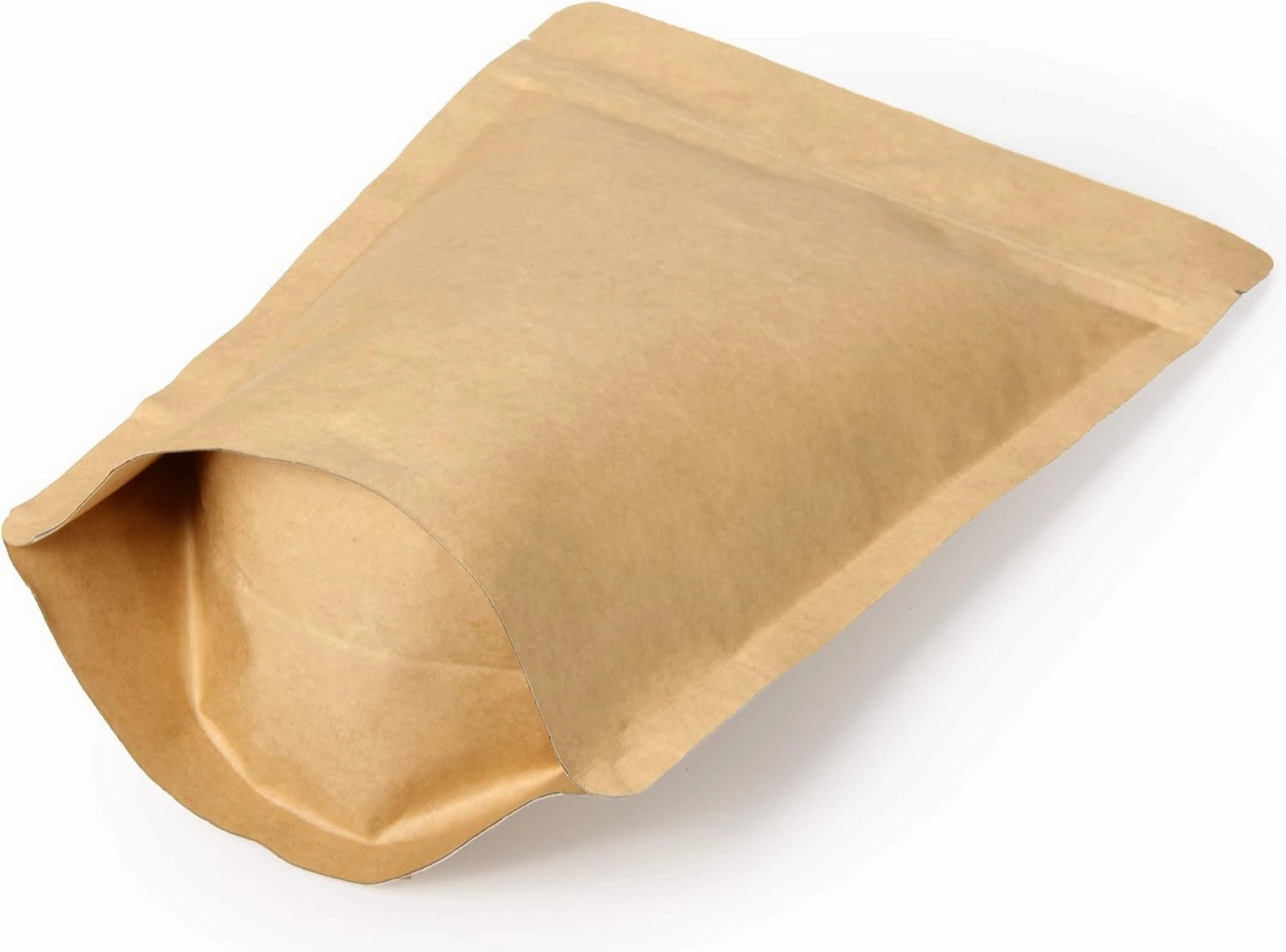 50 Counts High Barrier Natural Kraft Paper Stand up Zipper Coffee Pouch Bag with One Way Degassing Valve (50, 16 OZ/1 LB/454-500 Gram)