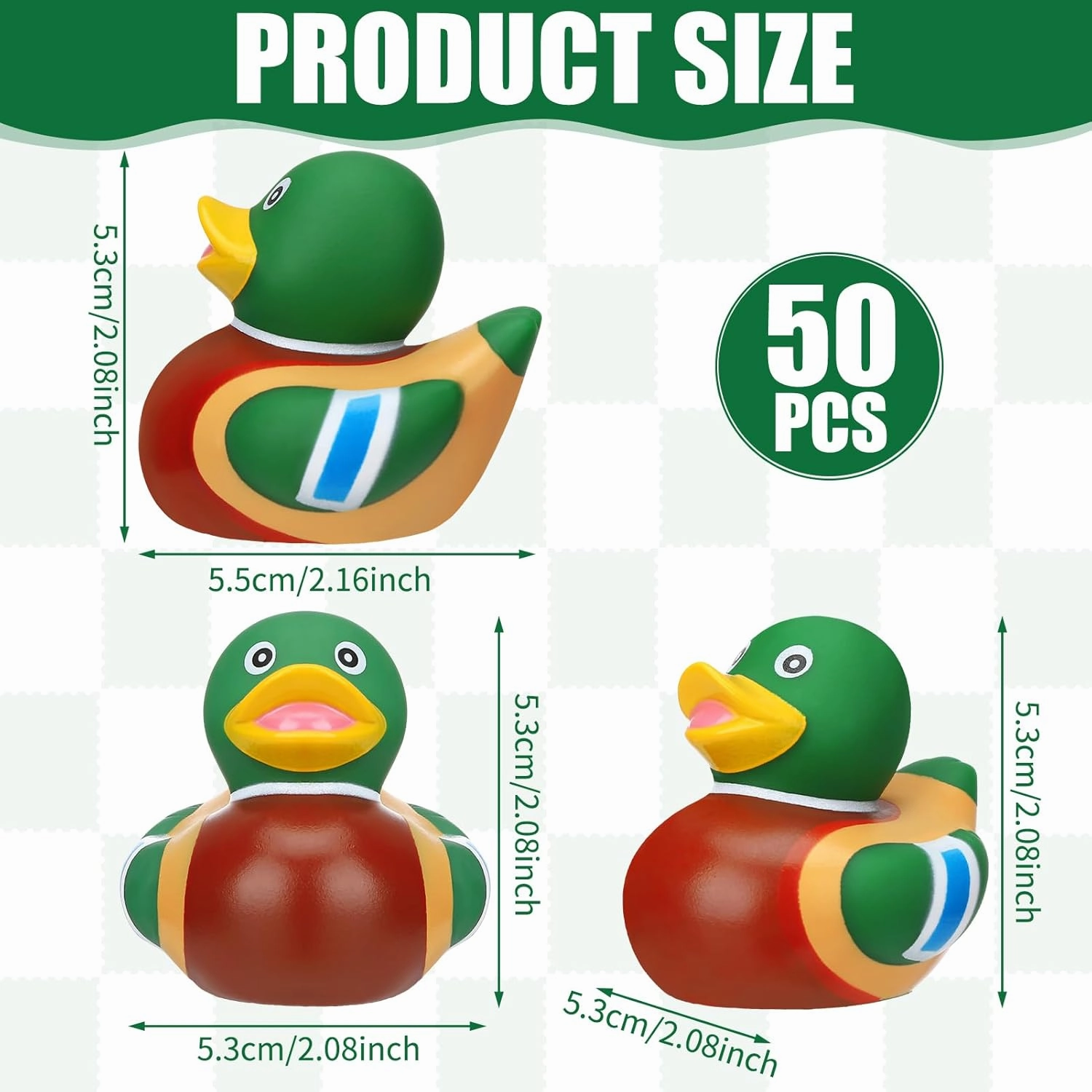 50 Pcs Mallard Rubber Duckies,Mini Rubber Ducks Mallard Ducks Bath Toy for Baby Shower Birthday Gift Party Favors