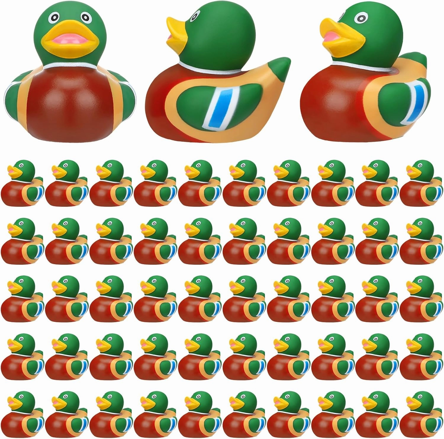 50 Pcs Mallard Rubber Duckies,Mini Rubber Ducks Mallard Ducks Bath Toy for Baby Shower Birthday Gift Party Favors