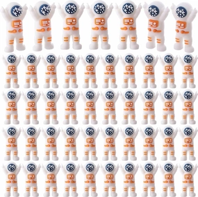 50 Pcs Mini Astronaut Figurines, Miniature Astronaut Toys for Kids Rubber Tiny Spaceman for End of School Year Gifts Kids Birthday Space Party Favors Piñata Goodie Bag Stuffers(Orange)