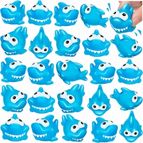 50 Pcs Rubber Sharks for Kids, Bulk Squirting Shark Bath Toys Cute Small Squeak Sharks Party Favors Summer Bathtub Toy for Birthday Shower Classroom Pool Party Favors