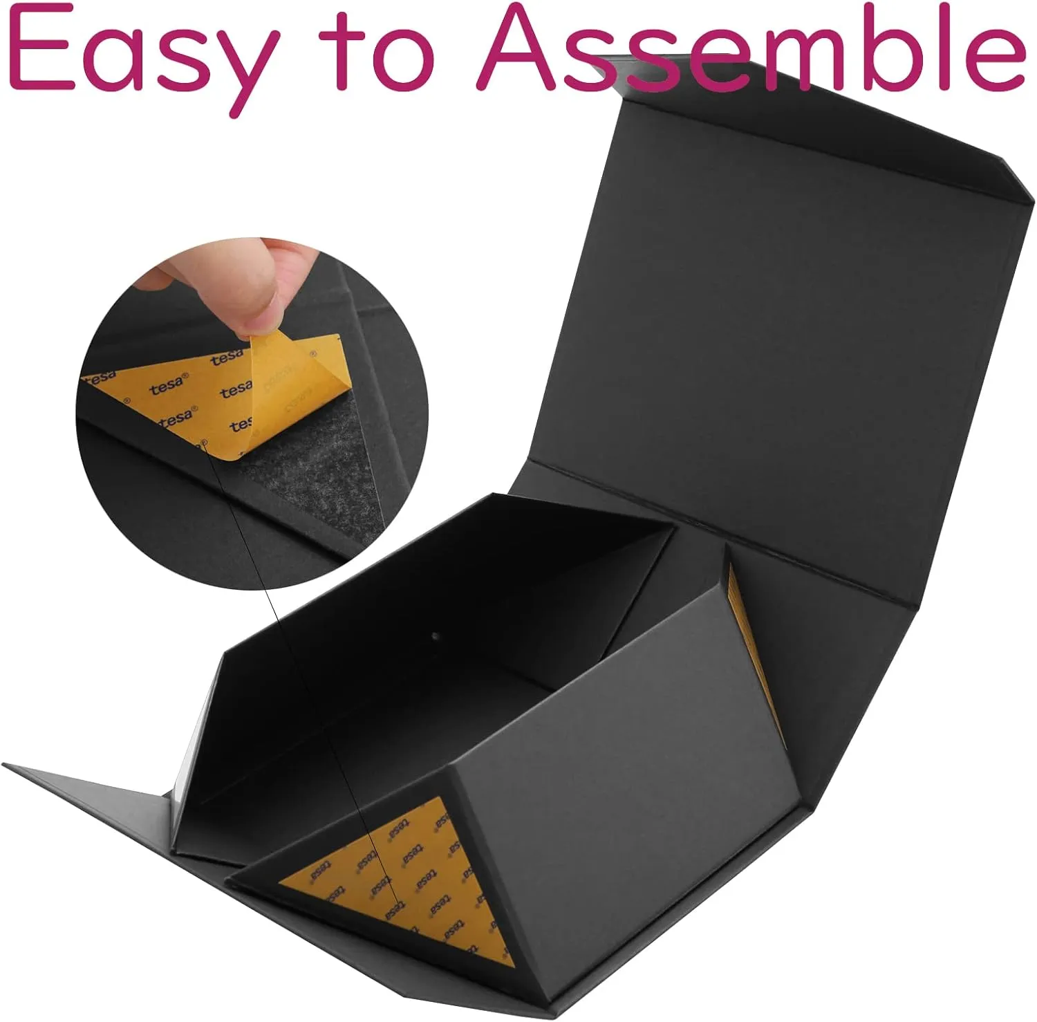 6 Gift Boxes 7.5x7.5x3 Inches, Black Boxes for Gifts, Groomsmen Proposal Boxes for Mother's Day, Father's Day, Collapsible with Magnetic Closure