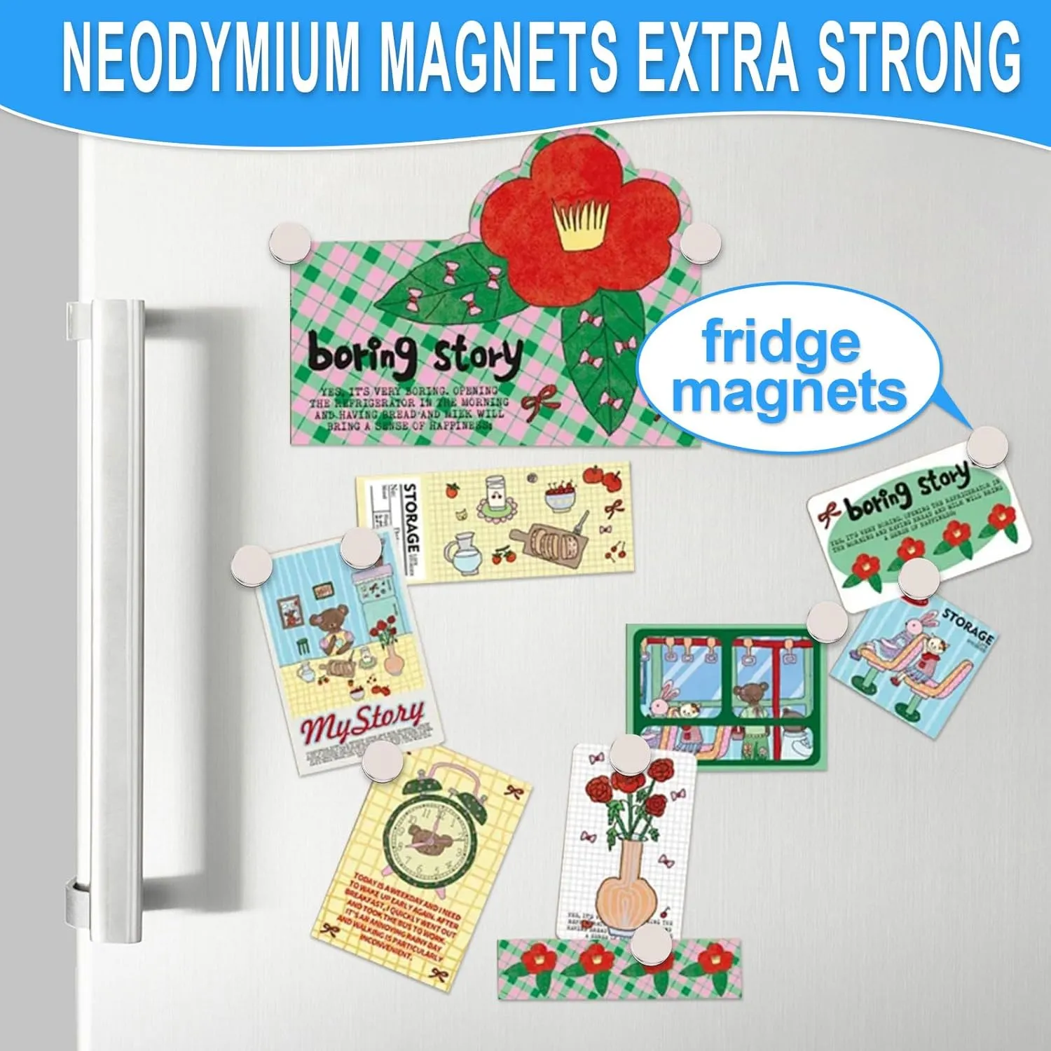 600 Pack Small Round Magnets Fridge Magnets Strong Neodymium Refrigerator Rare Earth Magnet for Crafts Whiteboard Cabinet Locker Mini Magnet 7 Different Sizes