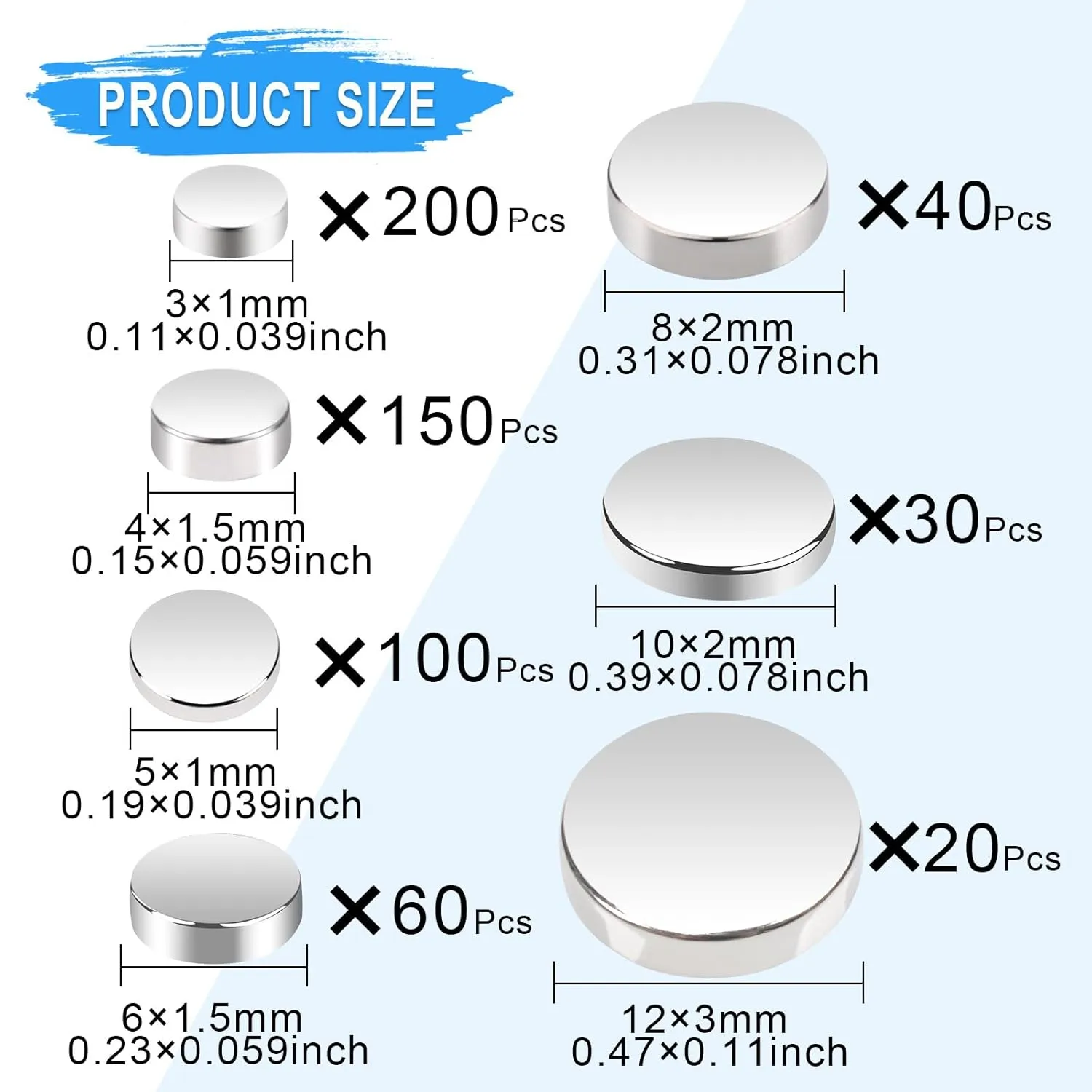 600 Pack Small Round Magnets Fridge Magnets Strong Neodymium Refrigerator Rare Earth Magnet for Crafts Whiteboard Cabinet Locker Mini Magnet 7 Different Sizes
