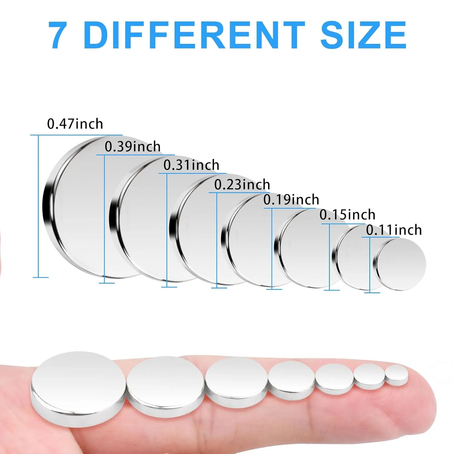 600 Pack Small Round Magnets Fridge Magnets Strong Neodymium Refrigerator Rare Earth Magnet for Crafts Whiteboard Cabinet Locker Mini Magnet 7 Different Sizes