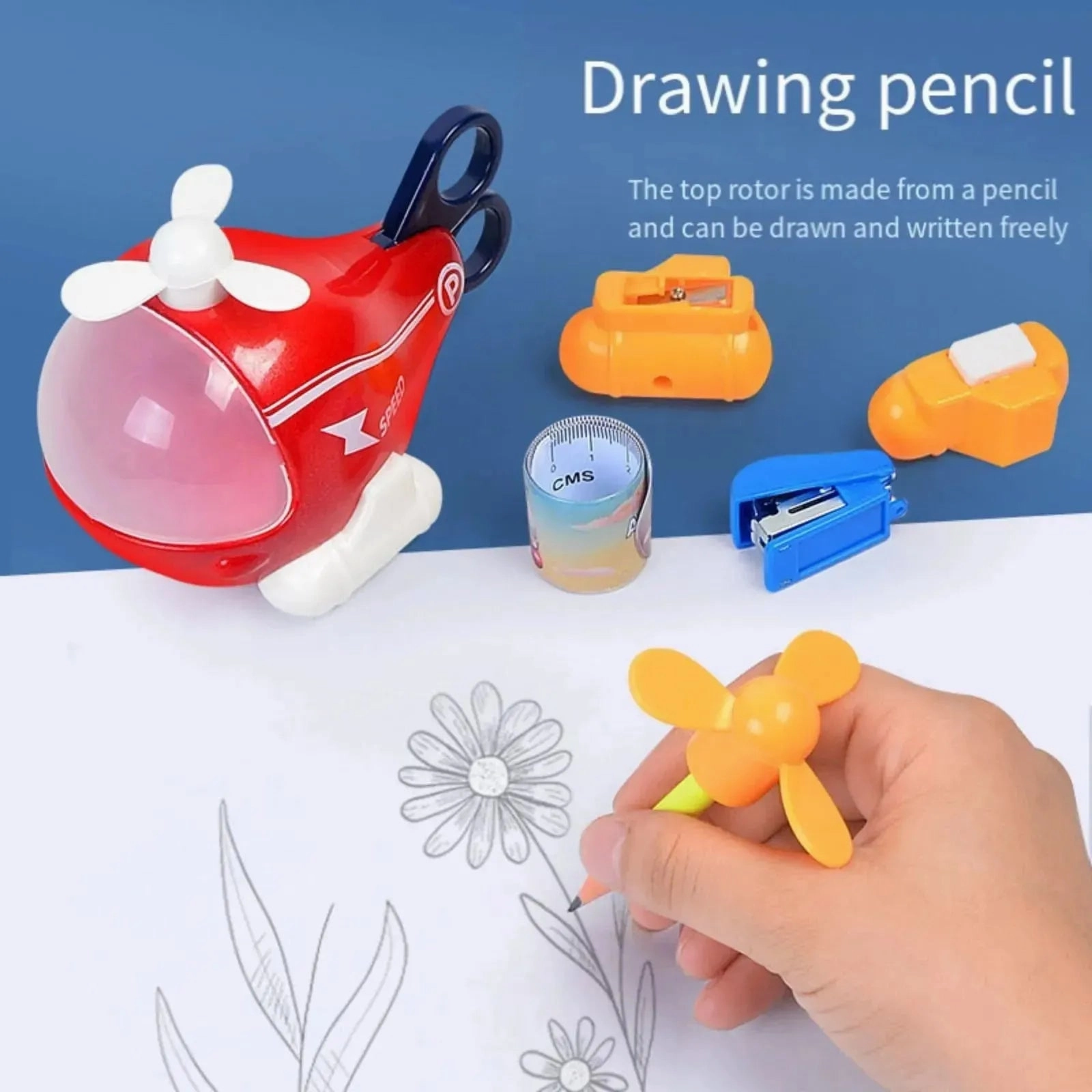 6 In 1 Helicopter Stationery Set