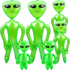 6 Pack 67 Inch 35 Inch 18 Inch Inflatable Alien Jumbo Alien Inflate Giant Blow Up Alien Toy for Photo Prep Halloween Alien Theme Party (Green)