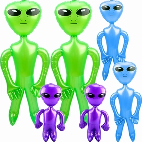 6 Pack 67 Inch 35 Inch 18 Inch Inflatable Alien Jumbo Alien Inflate Giant Blow Up Alien Toy for Photo Prep Halloween Alien Theme Party (Green,Blue,Purple)