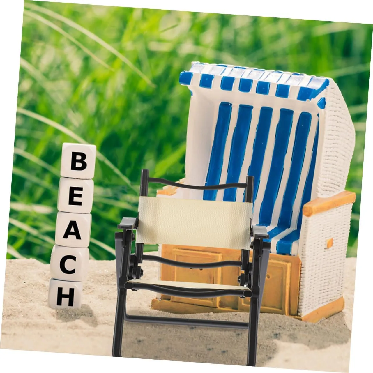 6pcs Miniature Folding Beach Chair Landscape Dollhouse Decor Compact Beach Chair Design for Playtime Collection for Mini Furniture Dollhouses