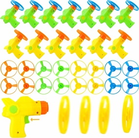 70 Pack Flying Disc Launcher Toy Novel Flying Saucer Disc Toy with 14 Pcs Launchers and 56 Pcs Flying Saucers for Kids Outdoor and Indoor Games Birthday Party Favors