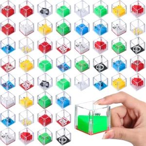 72 Pcs Mini Teaser Puzzle Maze Cubes 1.5 Inch 3D Balance Brain Puzzle Cube IQ Party Favor Games for Stocking Stuffers, Goodie Bag Filler, Birthday Party Toys Educational Gift for Kids