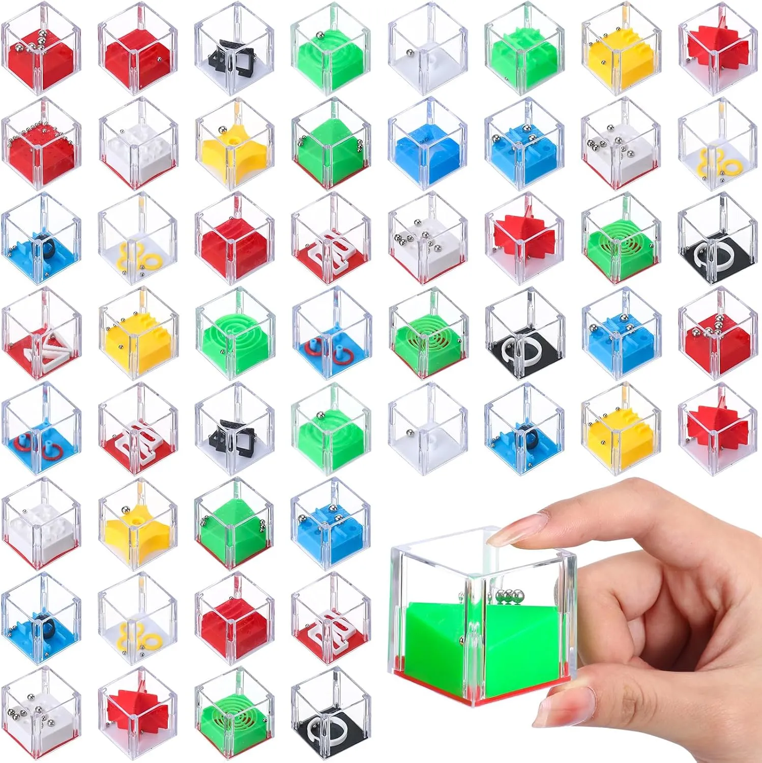 72 Pcs Mini Teaser Puzzle Maze Cubes 1.5 Inch 3D Balance Brain Puzzle Cube IQ Party Favor Games for Stocking Stuffers, Goodie Bag Filler, Birthday Party Toys Educational Gift for Kids