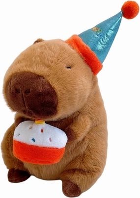 8'' Happy Birthday Capybara Plush, Cuddly Capybara Stuffed Animal, Soft and Squishy, Capybara Lovers, Toys Gift for Boys and Girls