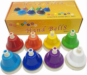 8 Pieces Hand Clocks Set, Diatonic Hand Bells, Metal Material, 8 Tone Clocks in 8 Colors, Educational Toy for Kids, Integrated Growing